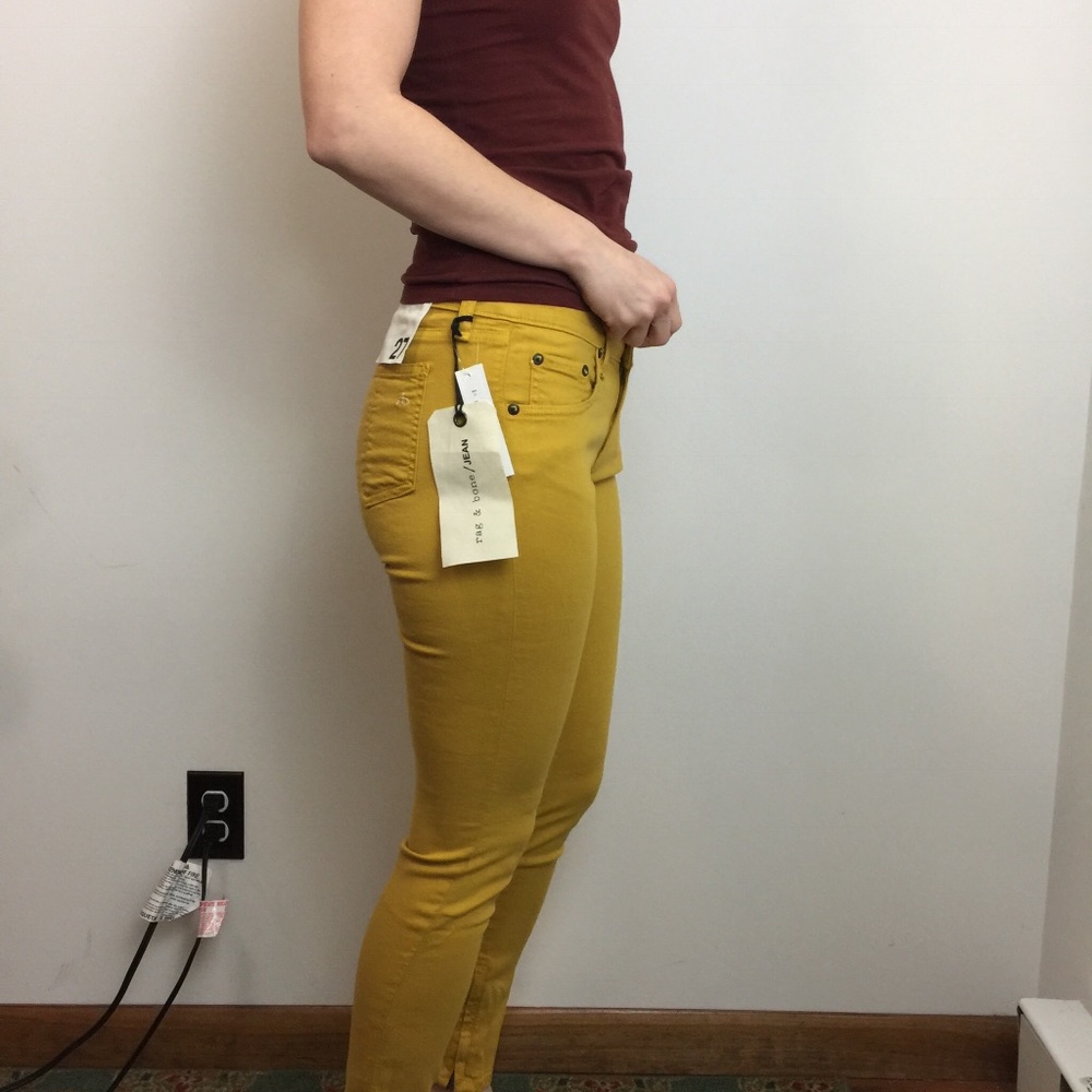 NWT Rag & Bone Mustard Capri Zipper Crop Jeans - Picture 2 of 8
